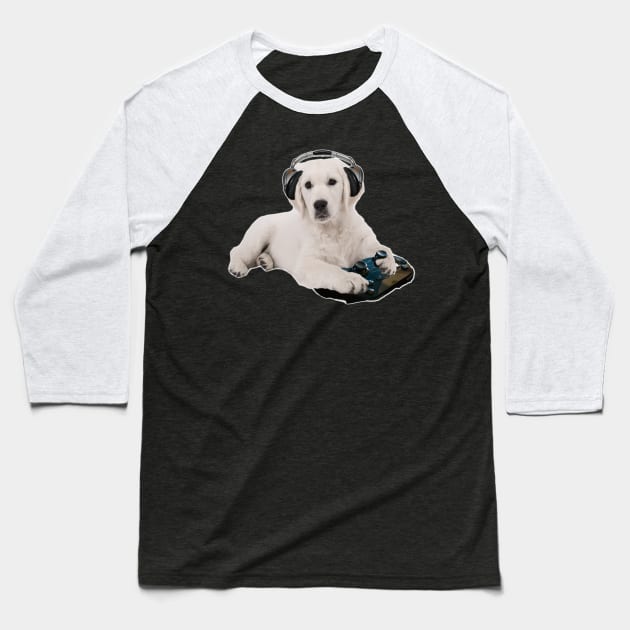 Golden Retriever Gamer Baseball T-Shirt by Random Galaxy